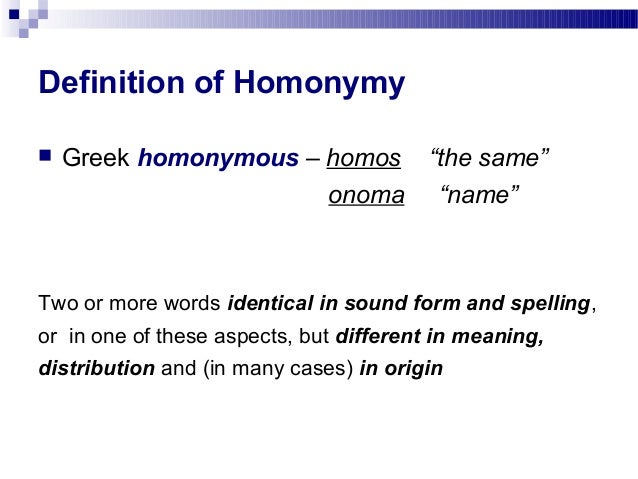 homophones homonymy definition biology